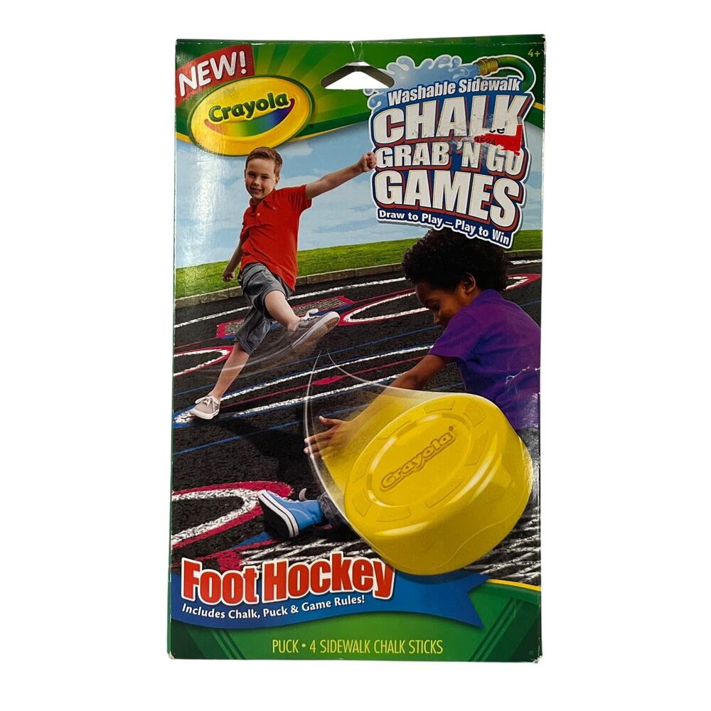 Crayola Washable Sidewalk Chalk Grab ’N Go Games Foot Hockey Set w/ Puck & Chalk